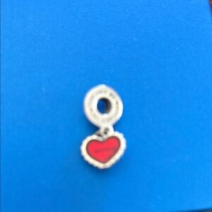 Charming Silver Heart  mother charmwith Red Accent